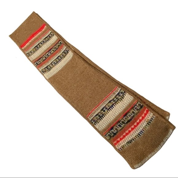 Juicy Couture Long Scarf Brown Cream Red One Size - Picture 9 of 9